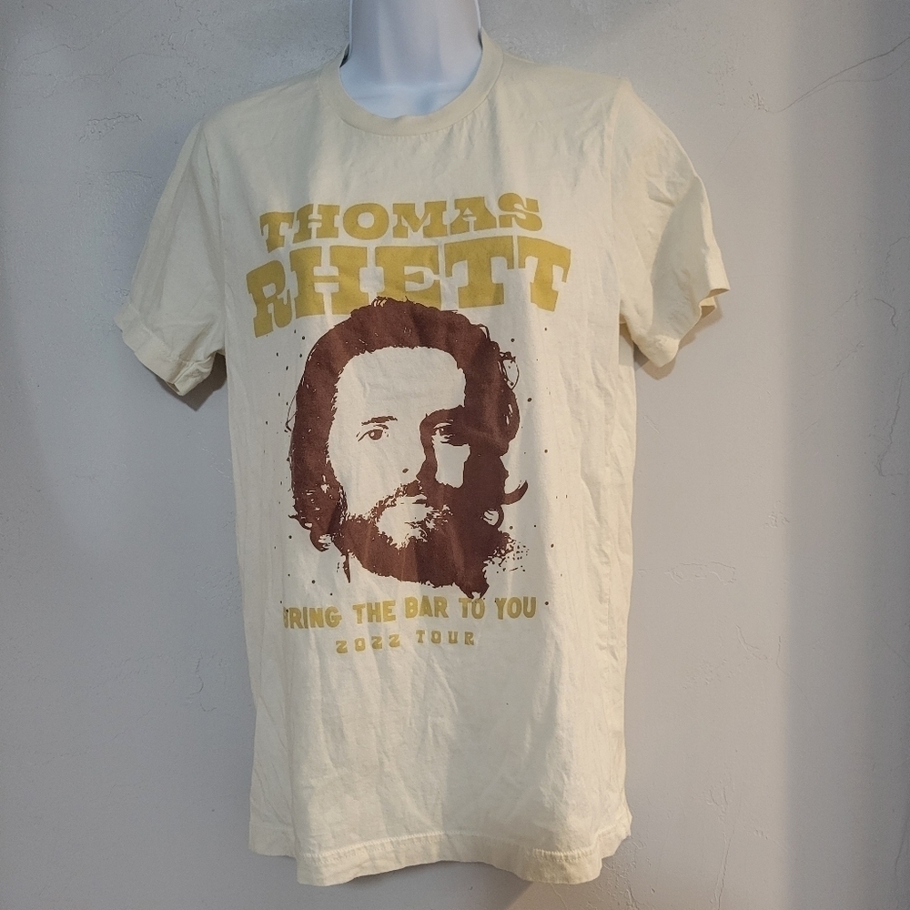 Thomas Rhett Women's Medium Beige Short Sleeve Graphic Tee Band Concert Tour Top
